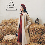 SHIROMA垂感風衣女中長款小個子薄款氣質(zhì)大衣年新款秋季時尚韓版寬松女士 杏色 M