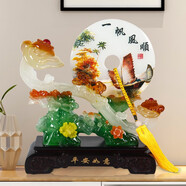 鐵圈禮業(yè)如意平安扣擺件電視柜客廳擺設(shè)工藝品玄關(guān)裝飾品喬遷新居入宅禮品 A款一帆風順 高36cm 長34cm