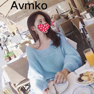 Avmko2023新款很仙的燈籠袖馬海毛毛衣套頭寬松慵懶風(fēng)鏤空甜美上衣女潮 淺藍(lán)色 均碼
