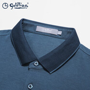 金利來【純棉/】男士短袖POLO易打理刺繡LOGO多色翻領(lǐng)親膚百搭POLO 55I4-中藍(lán) L