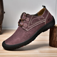 駱駝動(dòng)感（camel active）德國品牌男鞋春季真皮戶(hù)外休閑鞋男皮鞋懶人一腳蹬爸爸駕車(chē)鞋 紅棕色系帶款(頭層豬皮)2093 39 標準皮鞋碼數