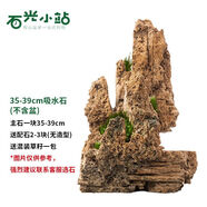 石光小站吸水石天然石頭盆景魚缸庭院中大型魚池造景吸水石原石上水石盆景 35-39cm吸水石不含盆