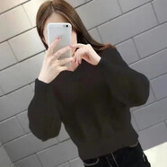 妙變美女毛衣女2023年春季新款女裝加厚保暖套頭針織打底衫女寬松v領(lǐng)上衣 黑色 XL 建議115-125斤