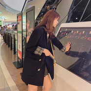 NYJK小西裝外套女春秋新款寬松小個(gè)子休閑復古氣質(zhì)職業(yè)OL裝西服小香風(fēng) 款2翻格 2XL