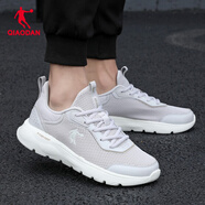 喬丹QIAODAN冬季男鞋跑步鞋運動(dòng)鞋網(wǎng)面透氣跑鞋男士休閑鞋子R 淺灰/米灰卡其 45