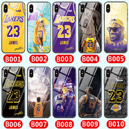 WENYAFF iPhone17/16/15/13/14pro/12promax玻璃手機殼蘋果11pro XS MAX防摔XR磨砂6s/7/8plus全包軟套 湖人隊-勒布朗 詹姆斯 23號球衣 玻璃