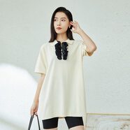 普普風（FGFEEL）2023夏季女裝新品時尚簡約文藝棉質(zhì)荷葉裝飾毛衫針織衫OB2L19812S 米白 OF