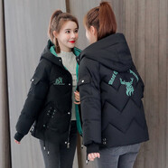 尚濤（SHANGTAO）【惠購】棉服女短款冬季2025年新款韓版棉襖時尚加厚棉衣女裝外套 黑色 M 建議80-105斤