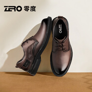 零度尚品Zero男鞋2025夏季新款皮鞋男透氣真皮男士商務(wù)正裝休閑德比鞋耐磨 暗棕【系帶】 42