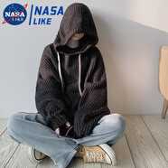NASALIKE 國潮網(wǎng)紅連帽毛衣外套衛衣男針織衫加厚寬松夏季痞帥氣質(zhì)ins港風(fēng) 黑色 2XL (關(guān)注店鋪禮品)