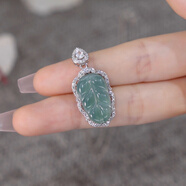 唐小福金枝玉葉翡翠玉吊墜銀項(xiàng)鏈女s925銀鉆鎖骨鏈送女友媽媽生日禮物 單吊墜無鏈子