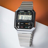 卡西歐（CASIO）運動(dòng)電子防水鬧鐘夜光Vintage復古金屬腕表A100WEG-9A A100WE-1A A100WE-1A