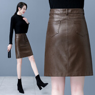 魅力棠皮裙半身裙女秋冬季2025新款顯瘦PU皮中長(cháng)款一步高腰a字包臀裙子 焦糖色 XL/29(115-125斤)