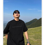 迪伽達(dá)美式黑色純棉短袖男夏季2025新款潮牌男士t恤男短袖復(fù)古t恤男百搭 HQXS-T55黑色 L （建議拍大一碼）