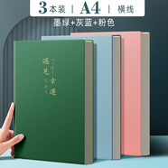 慢作 a4超厚筆記本子筆記本文具記事本加大號加厚學(xué)生考研空白筆記本網(wǎng)格方格本康奈爾筆記本 【3本A4】墨綠+灰藍(lán)+粉色 超厚400頁
