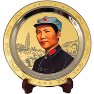 紅旅故都 毛主席純銅像圓盤(pán)客廳擺件銅盤(pán)辦公室裝飾盤(pán)玄關(guān)工藝偉人紀(jì)念品 全銅裝飾盤(pán)青年款直徑25厘米