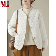 寐麗女士棉衣時尚百搭泡泡棉加厚外套小香風上衣女潮流棉服 白色【小香風外套】 2XL【建議80--110斤】