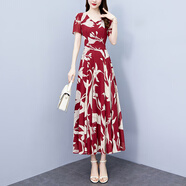 對(duì)蘭連衣裙長(zhǎng)款2025夏天新品氣質(zhì)女神范裙子女夏季長(zhǎng)裙連衣裙女高級(jí)感 7201紅色 M 【推薦80-100斤】
