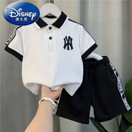 迪士尼（Disney）1-12歲小朋友穿的男童夏季衫套裝新款寶寶網(wǎng)紅短袖衣服小男孩兒童 白色/WY短袖套裝 130