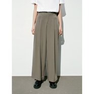 太平鳥夏季高腰闊腿垂墜西裝褲A1GBD2306 淺卡其 S