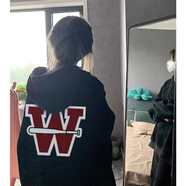 嬌茹妮 美式國潮復(fù)古連帽衛(wèi)衣女2022新款男友風(fēng)小眾高街潮ins秋季外套女 黑色薄款（高品質(zhì)純棉棉） L