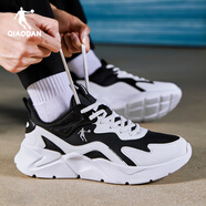 喬丹男鞋輕便軟底休閑鞋子男青少年學(xué)生運動(dòng)鞋春秋舒適加厚密網(wǎng)跑步鞋 喬丹白/黑色0273G(皮面防水) 44