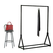 好鐵匠 簡(jiǎn)易掛衣架落地臥室客廳衣帽架衣服架子家用貨架服裝展示架置物 三角側掛架 長(cháng)1.5米 黑色