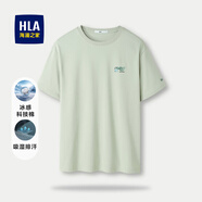 HLA海瀾之家t恤男夏季精致刺繡印花涼感短袖T恤男圓領(lǐng)上衣易穿搭半袖 藏青P7 -涼感 L 175/92A