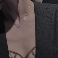 禾娘微鑲幾何月牙項鏈女韓版簡(jiǎn)約潮學(xué)生鎖骨鏈女閨蜜情人生日禮物 圓月鋯石