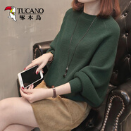 啄木鳥(niǎo)針織衫女裝毛衣外套2025年新款春秋冬設計感慵懶風(fēng)蝙蝠袖內搭打底 軍綠色 M 建議96-105斤