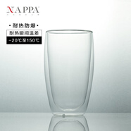 NAPPA 玻璃水杯 耐冷耐熱高硼硅玻璃杯茶杯咖啡杯果汁雙層杯家用杯子 雙層杯 450ml 【多買(mǎi)多得】
