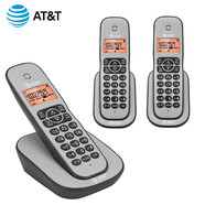 AT&T 32127 數字無(wú)繩電話(huà)機座機單機 炫彩背光子母機一拖一數字留言聽(tīng)筒擴音家用辦公來(lái)電 黑色一拖三