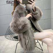 YUUZYUUS輕奢皮草女2023年冬季裝新款精仿狐貍毛皮毛一體洋氣時(shí)尚顯瘦外套 可可色 S 90-105斤