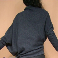 秋季篇幅衫針織衫女士寬松顯瘦蝙蝠衫秋冬款春秋韓版女不規(guī)則毛衣堆堆領(lǐng)線衣打底衫外套 深灰色 均碼【90斤-125斤】