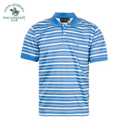 圣大保羅（POLO&RACQUET CLUB）男裝夏季絲光棉大碼灰色翻領(lǐng)條紋百搭商務(wù)體恤上衣短袖t恤 K3淺灰藍(lán) 180/96B