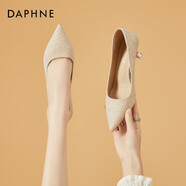 達芙妮高跟鞋女細跟女鞋2025新款優(yōu)雅氣質(zhì)尖頭單鞋女婚鞋OL配裙子時(shí)裝鞋 香檳色4623101088  38