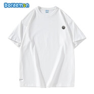 哆啦A夢（DORAEMON）哆啦A夢學(xué)院cleanfit基礎(chǔ)款簡約寬松休閑短袖T恤情侶男女同款 白色 L