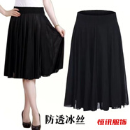 美梵朗新款夏季冰絲裙碎花百搭小個(gè)子半身裙高腰裙360度大擺冰絲太陽(yáng)裙 黑色高密度冰絲-顯瘦半身裙夏小個(gè)子 M 裙長(cháng)62c-顯瘦半身裙夏小個(gè)子