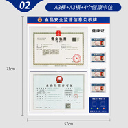 食品安全信息公示欄營(yíng)業(yè)執照框架掛墻保護套衛生健康許可證展示板 加厚橫版(4健康證+A3橫版+A3橫版) 貼紙款【高清覆膜防油污 不傷墻】