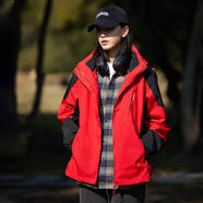 直播沖鋒衣三合一女防風(fēng)防水透氣外套男登山服潮流工作服定制 女-紅色(單沖) 2XL