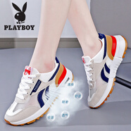 花花公子（PLAYBOY）休閑鞋女鞋夏季網(wǎng)面透氣小白鞋女運動(dòng)跑步板鞋子女 1589 白色 38