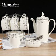 Mongdio 陶瓷咖啡杯套裝小精致拿鐵杯掛耳美式杯碟帶架子 花邊6件套-套頭 套裝