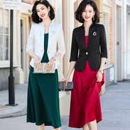 韓依索絲小西裝外套女中袖小西服秋夏薄款氣質(zhì)短款上衣時(shí)尚套裝西服連衣裙 單件連衣裙（顏色要備注） S