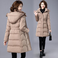 JACK WUUCKS羽絨服女中長(cháng)款冬新款女裝白鴨絨保暖加厚女士香港正品派克服 9919卡其色 XL 【建議125-140斤】