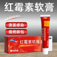 福元 紅霉素軟膏10g/支  紅霉素軟膏膿皰瘡潰面感染痘痘痤瘡皮膚化膿燙傷燒傷皮膚病感染 1盒本品+.1盒甲硝唑.凝膠【消炎祛痘套裝】贈(zèng)棉簽