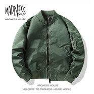 MADNESS HOUSE余文樂(lè)潮牌棒球服男重工飛行員機(jī)車服防水機(jī)能工裝休閑夾克外套 2216-軍綠色（春秋款） XL （推薦體重135-150斤）