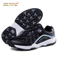 HUNNZ品牌高爾夫球鞋男鞋旋轉(zhuǎn)紐扣2024新款透氣情侶款高爾夫女鞋 黑色 40