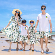 悅海悅貝親子裝2025夏季新款親子裝海邊度假沙灘裙連衣裙長(zhǎng)裙三口三亞旅游 熱帶風(fēng)情 女士M