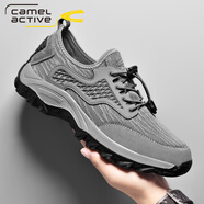 駱駝動(dòng)感（camel active）2023男士夏季新款網(wǎng)面鞋戶外休閑運(yùn)動(dòng)鞋軟底防滑跑步鞋透氣飛織鞋 灰色 38