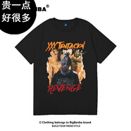 C2潮朝歐美嘻哈說唱XXXTentacion BillieEilish碧梨致敬款短袖T恤男男潮 黑色 XXX火焰-黑 XL